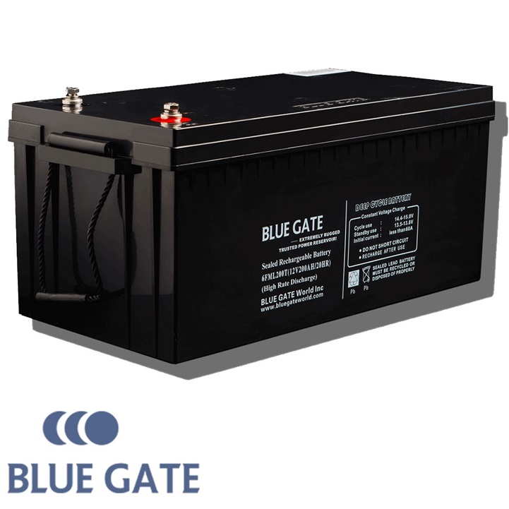 BlueGate 200Ah 12V MAX VRLA battery – reliable deep cycle power solution for solar and UPS systems