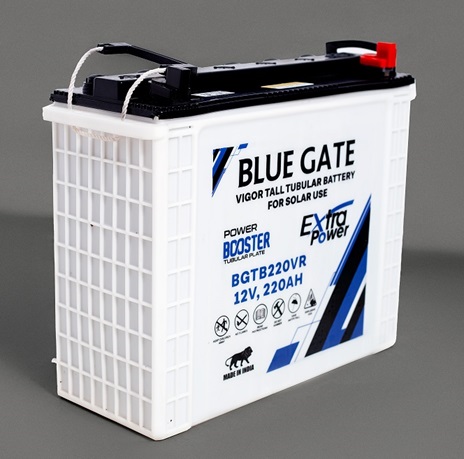 BlueGate 220AH 12V Vigor Tubular Battery – long-lasting power solution for homes and offices